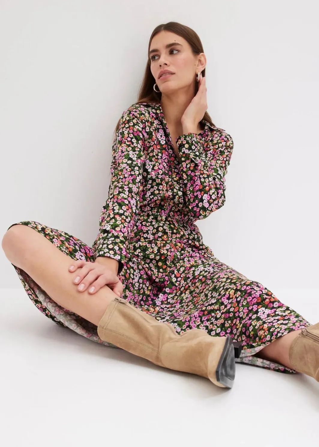 Hot Maxikleid aus reiner Viskose Damen Nachhaltigere Materialien|Bekleidung·Pullover & Strickjacken