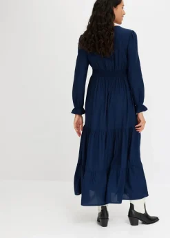 New Maxikleid aus reiner Viskose Damen Kleider|Bekleidung·Pullover & Strickjacken