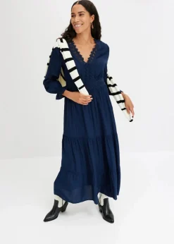 New Maxikleid aus reiner Viskose Damen Kleider|Bekleidung·Pullover & Strickjacken
