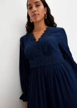 New Maxikleid aus reiner Viskose Damen Kleider|Bekleidung·Pullover & Strickjacken