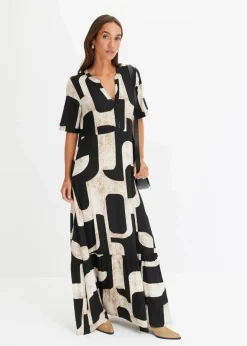 Damen bonprix Nachhaltigere Materialien|Kleider|Maxikleid aus softem Viskose-Mix