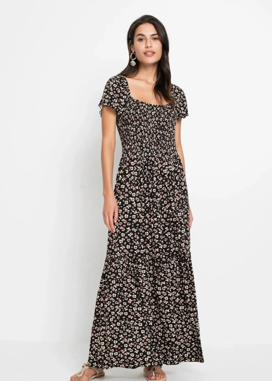 Outlet Maxikleid aus Viskose-Mix Damen Kurzgrößen|Kurzgrößen