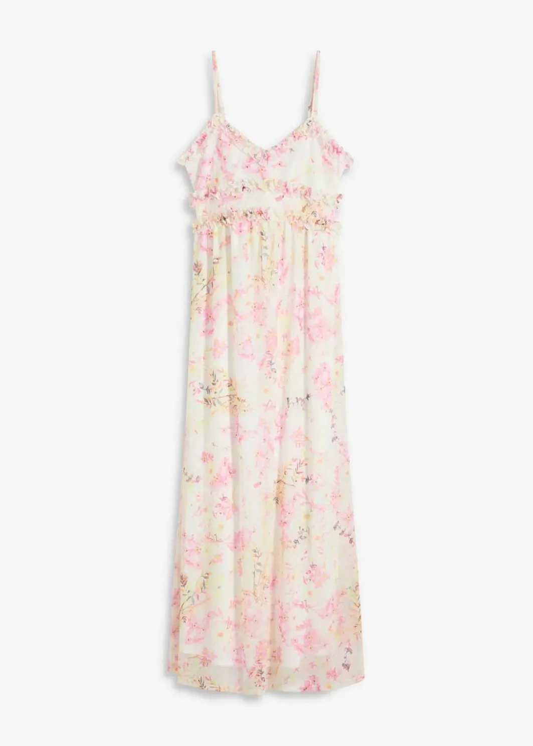 Damen bonprix Kleider|Kurzgrößen|Maxikleid aus zartem Mesh