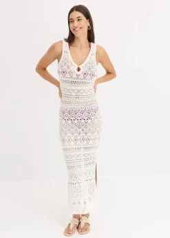 Damen bonprix Kleider|Bekleidung·Pullover & Strickjacken|Maxikleid in Häkeloptik