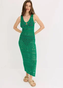 New Maxikleid in Häkeloptik Damen Bekleidung·Pullover & Strickjacken|Kleider
