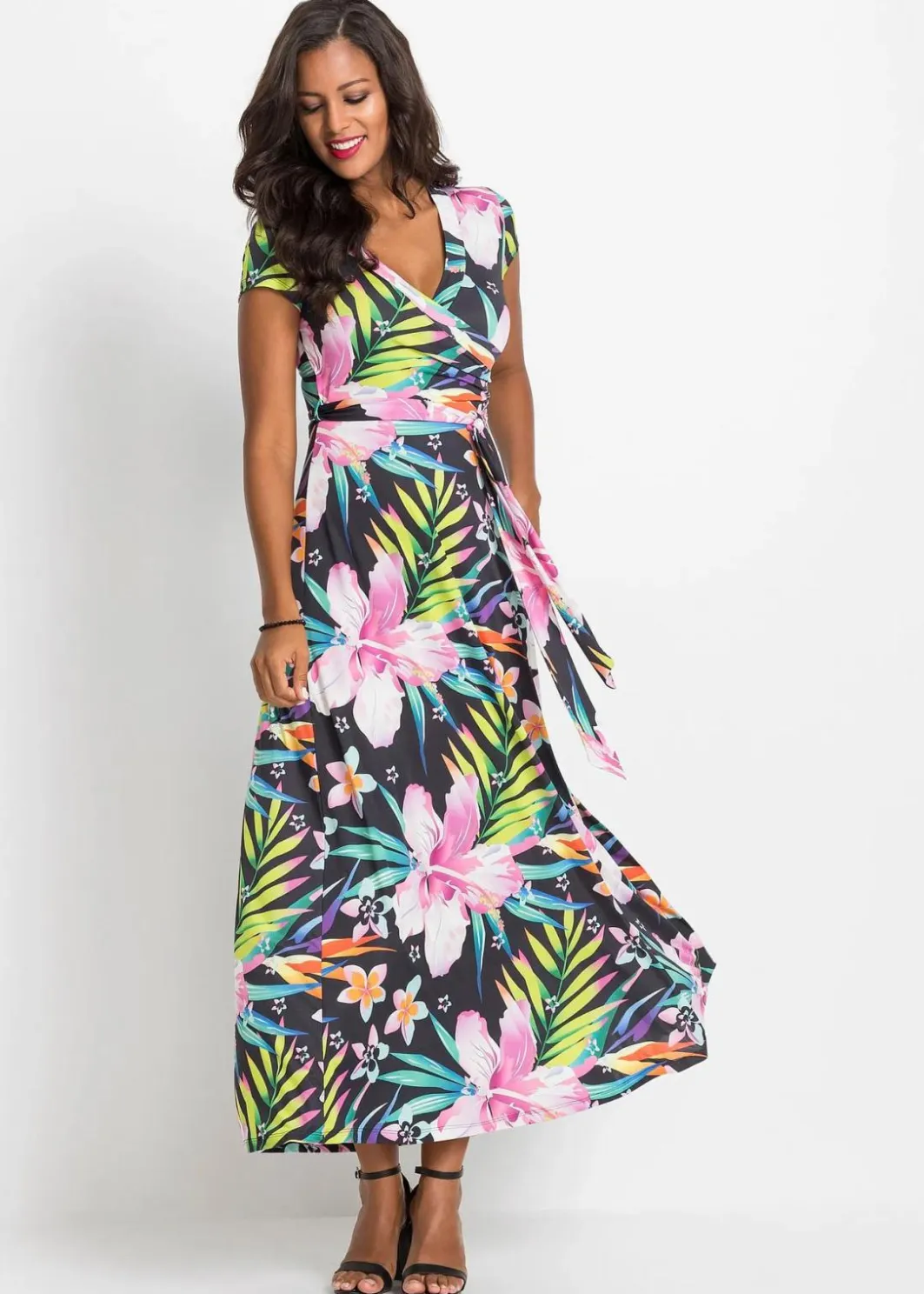 Damen bonprix Kleider|Maxikleid in Wickeloptik