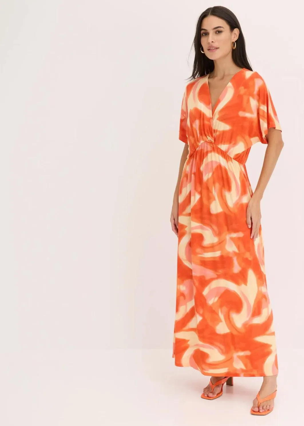 New Maxikleid mit Batik-Print aus softem Viskose-Mix Damen Bekleidung·Pullover & Strickjacken|Kleider