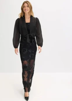 Damen bonprix Bekleidung·Pullover & Strickjacken|Festliche Mode|Maxikleid mit floraler Stickerei