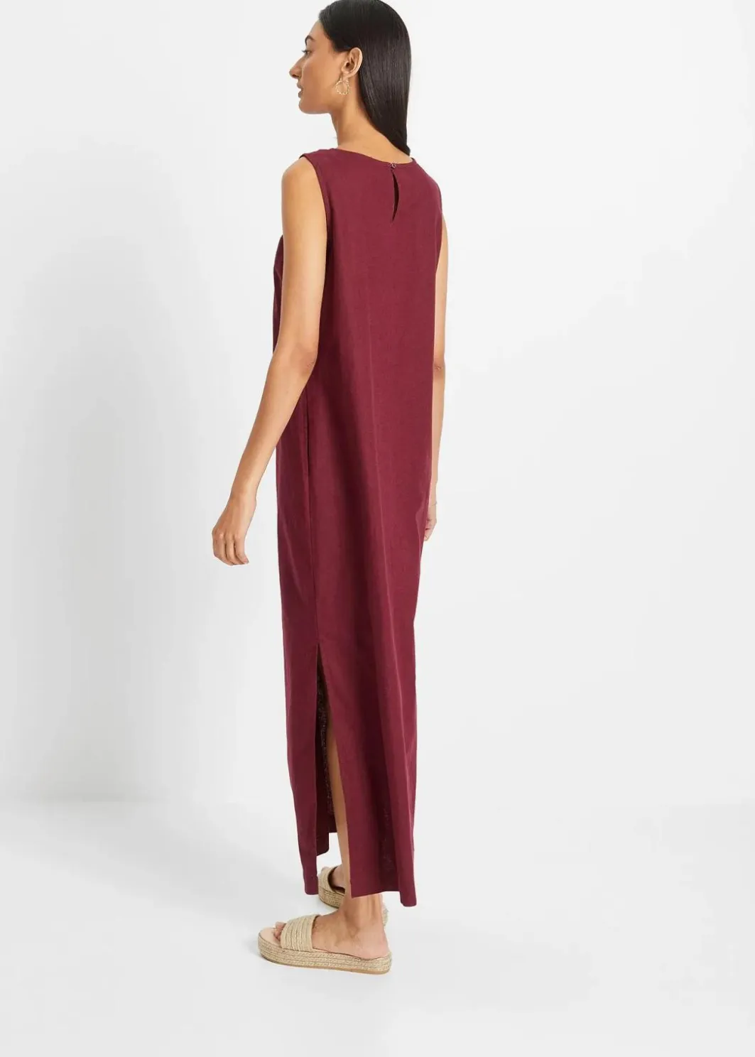 Damen bonprix Kleider|Bekleidung·Pullover & Strickjacken|Maxi-Kleid mit Leinen