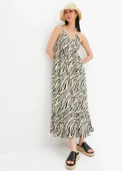 Sale Maxikleid mit Leo-Druck Damen Bekleidung·Pullover & Strickjacken|Kleider