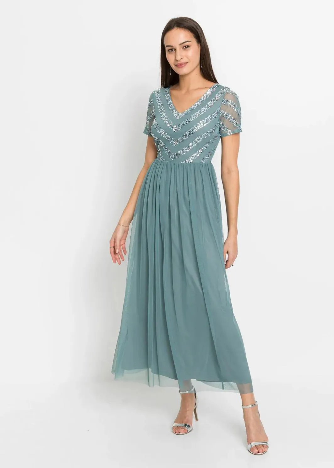 Clearance Maxikleid mit Paillettenstickerei Damen Bekleidung·Pullover & Strickjacken|Festliche Mode