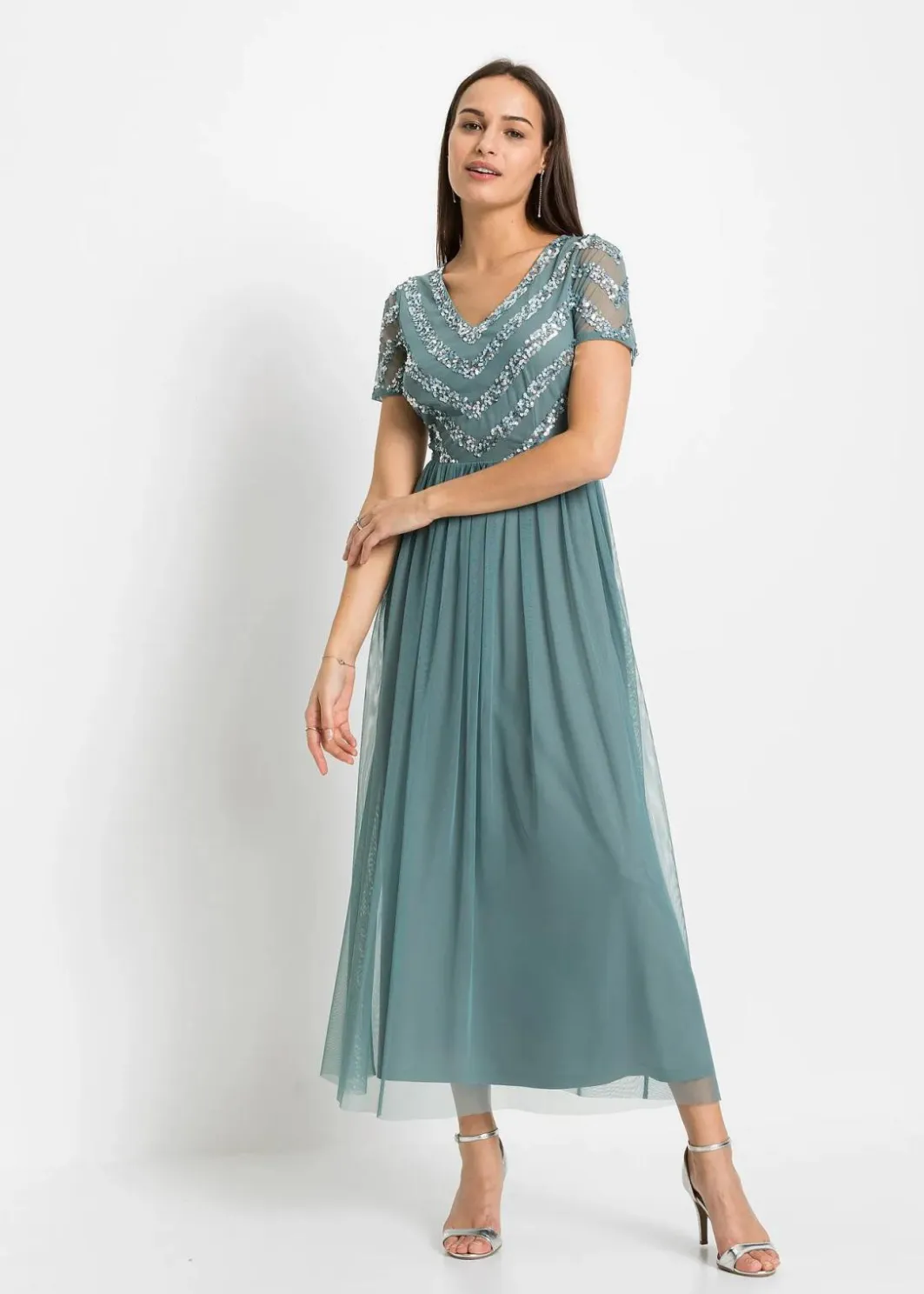 Clearance Maxikleid mit Paillettenstickerei Damen Bekleidung·Pullover & Strickjacken|Festliche Mode