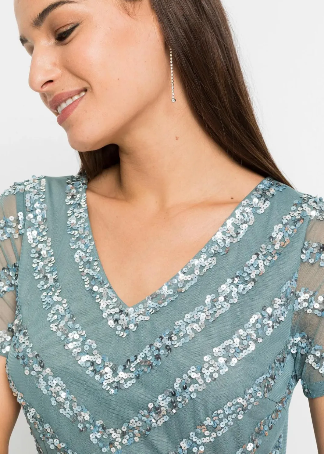 Clearance Maxikleid mit Paillettenstickerei Damen Bekleidung·Pullover & Strickjacken|Festliche Mode