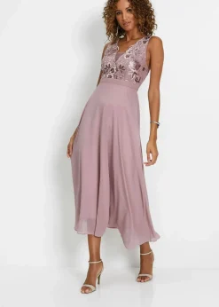 Damen bonprix Festliche Mode|Nachhaltigere Materialien|Maxikleid mit Paillettenstickerei