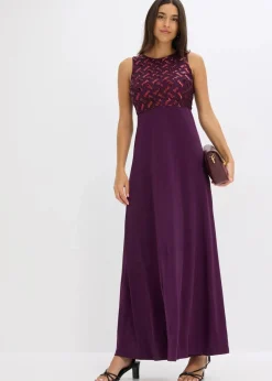 Damen bonprix Kleider|Festliche Mode|Maxikleid mit Paillettenstickerei