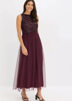 Damen bonprix Kleider|Festliche Mode|Maxikleid mit Paillettenstickerei