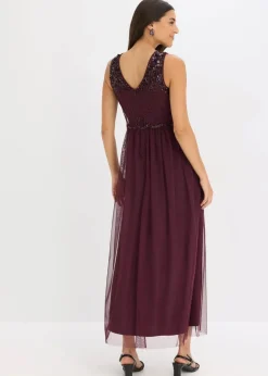 Damen bonprix Kleider|Festliche Mode|Maxikleid mit Paillettenstickerei