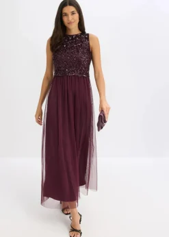 Damen bonprix Kleider|Festliche Mode|Maxikleid mit Paillettenstickerei