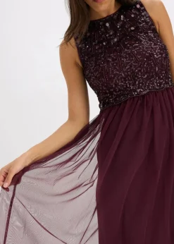 Damen bonprix Kleider|Festliche Mode|Maxikleid mit Paillettenstickerei