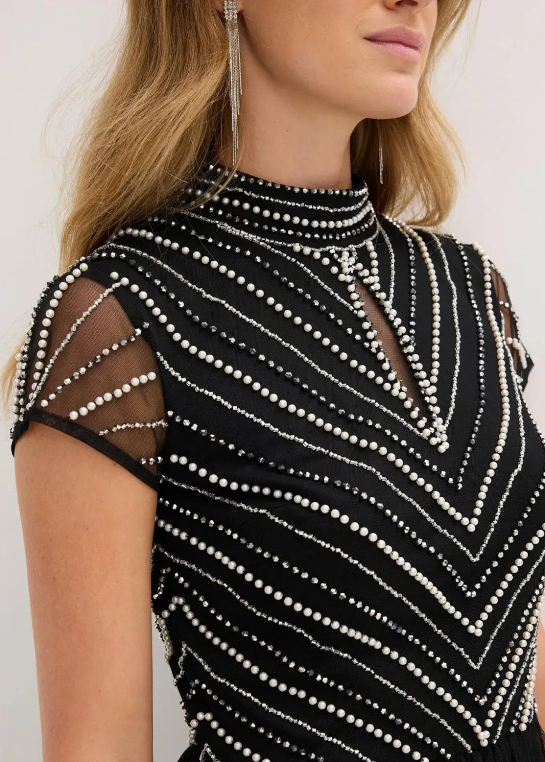 Discount Maxikleid mit Perlenstickerei Damen Bekleidung·Pullover & Strickjacken|Festliche Mode