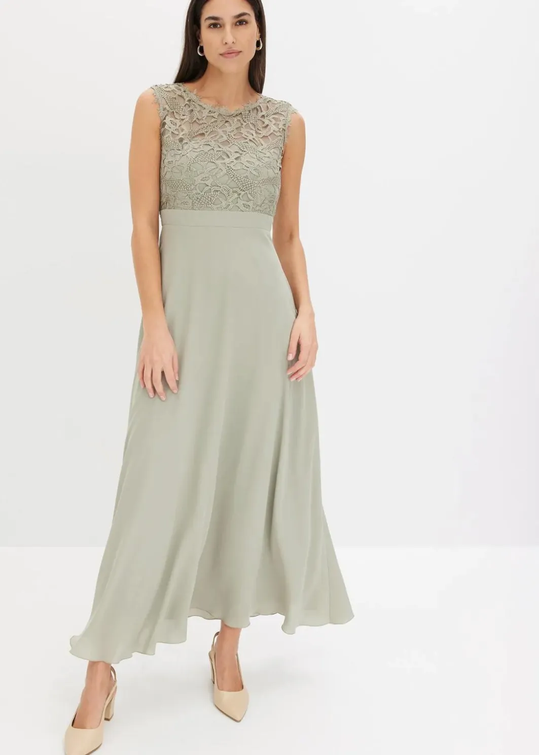 Damen bonprix Kleider|Festliche Mode|Maxikleid mit Spitze