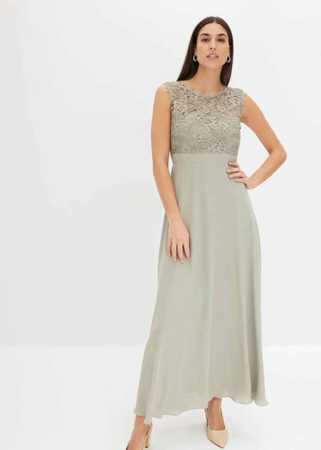 Damen bonprix Kleider|Festliche Mode|Maxikleid mit Spitze