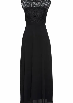 Damen bonprix Kurzgrößen|Bekleidung·Pullover & Strickjacken|Maxikleid mit Spitze