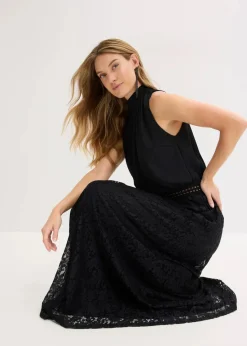 Damen bonprix Bekleidung·Pullover & Strickjacken|Festliche Mode|Maxikleid mit Spitzen-Rock