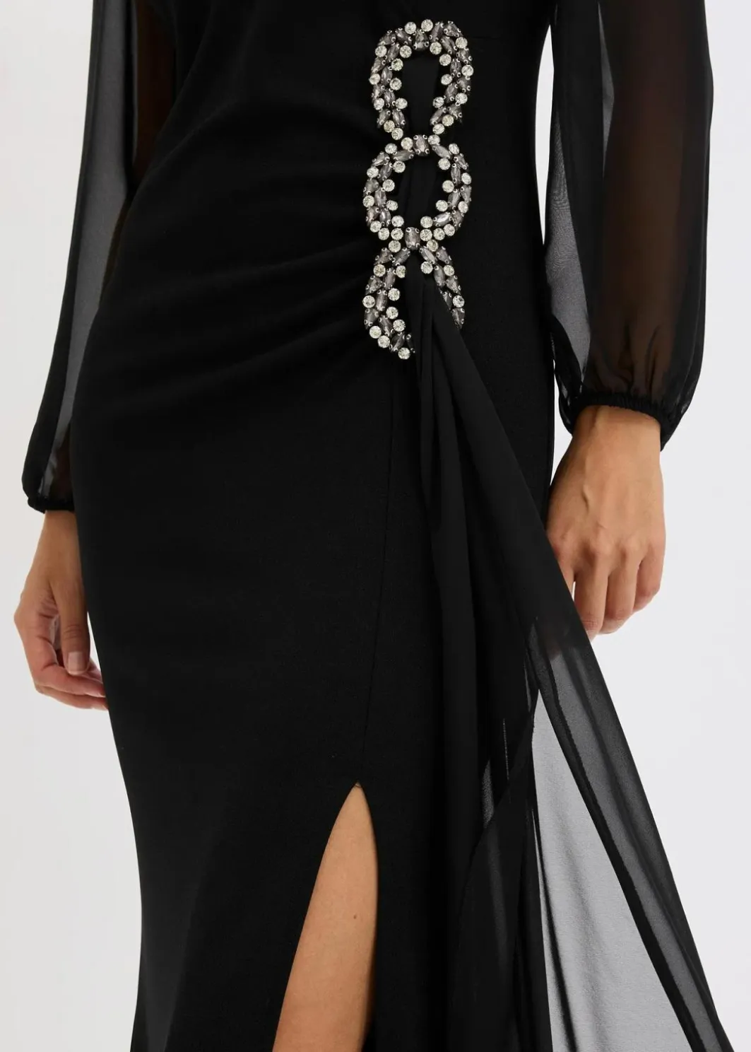 Damen bonprix Bekleidung·Pullover & Strickjacken|Festliche Mode|Maxikleid mit Strassstein-Applikation