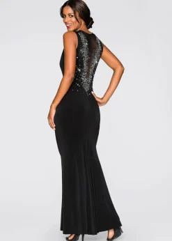 Damen bonprix Kleider|Festliche Mode|Maxikleid Strasssteinen am Rückenausschnitt