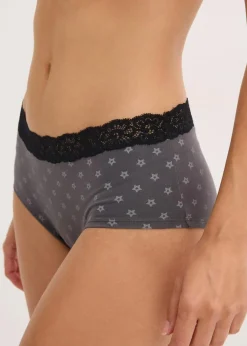 Damen bonprix Wäsche·Baumwollunterwäsche|Wäsche·Höschen|Maxipanty mit Spitze mit Bio-Baumwolle (4er Pack)