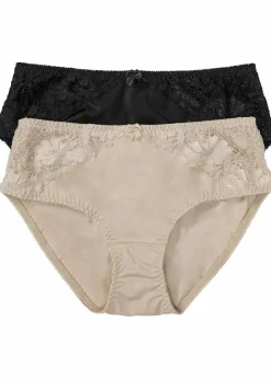 Damen bonprix Nachhaltigere Materialien|Höschen|Maxislip mit Spitze (2er Pack)