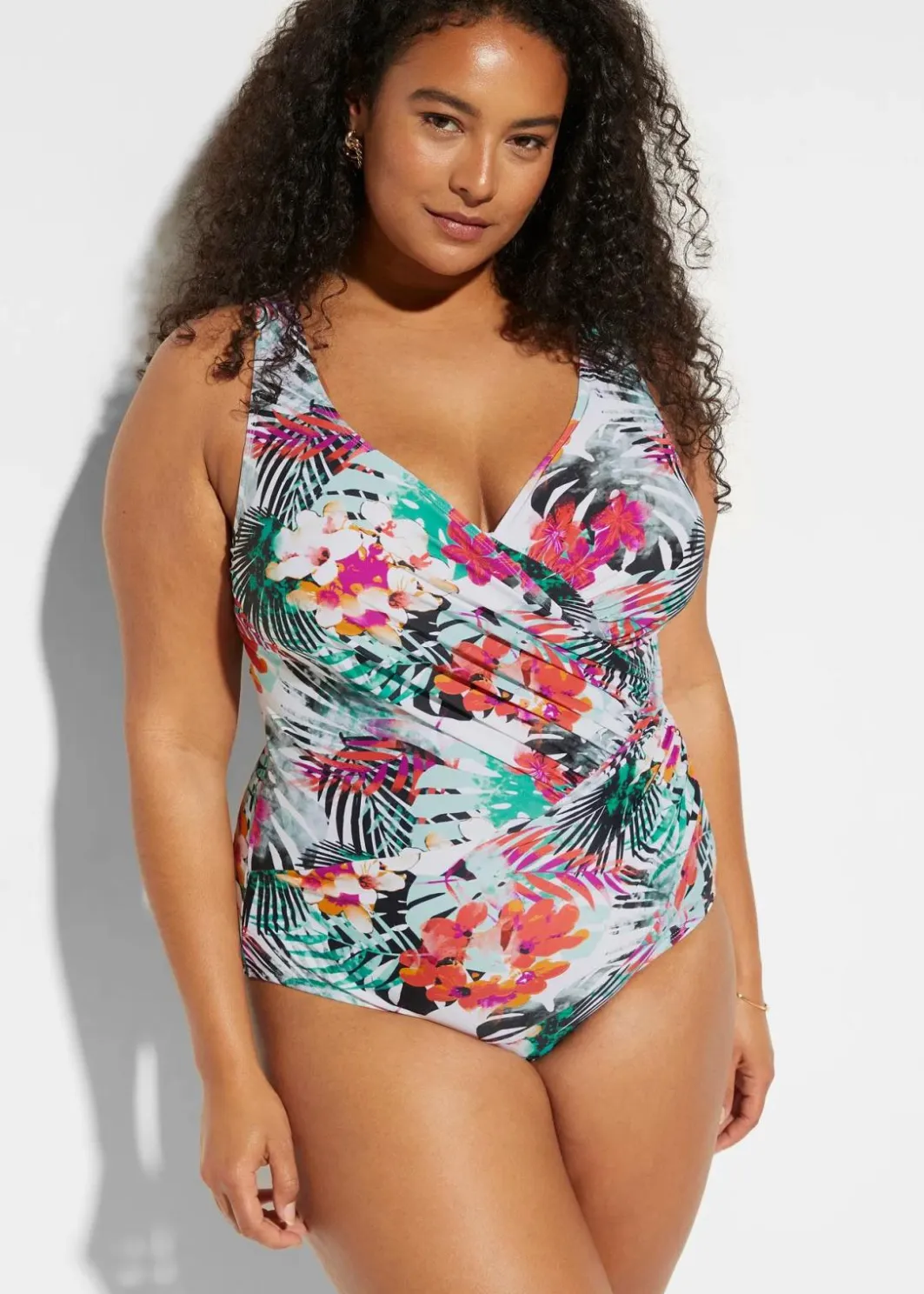 Medium Shape-Badeanzug in Wickeloptik Damen Nachhaltigere Materialien|Shapewear