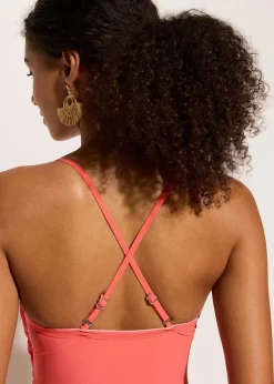 Damen bonprix Nachhaltigere Materialien|Badeanzüge|Medium Shape-Badeanzug mit Wickeloptik