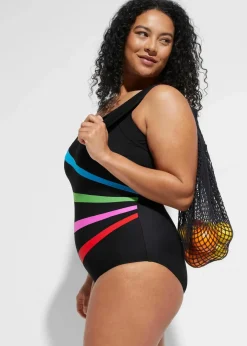 Damen bonprix Nachhaltigere Materialien|Bademode·Badeanzüge|Medium Shape-Badeanzug mit Einsätzen