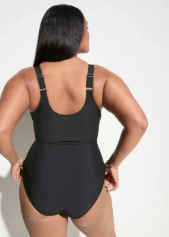 Damen bonprix Nachhaltigere Materialien|Shapewear|Medium Shape-Badeanzug mit tiefem Ausschnitt