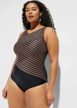 Damen bonprix Nachhaltigere Materialien|Shapewear|Medium Shape-Badeanzug mit Wickeloptik
