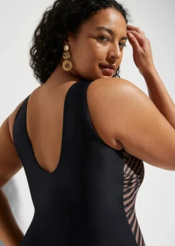 Damen bonprix Nachhaltigere Materialien|Shapewear|Medium Shape-Badeanzug mit Wickeloptik