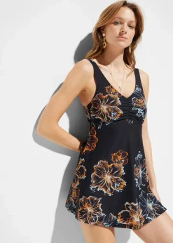 Damen bonprix Nachhaltigere Materialien|Bademode·Badekleider|Medium Shape-Badekleid mit V-Ausschnitt