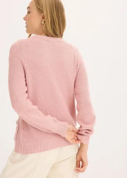 Damen bonprix Bekleidung·Umstandsmode|Pullover & Strickjacken|Melange Strickjacke mit goldfarbigen Knöpfen