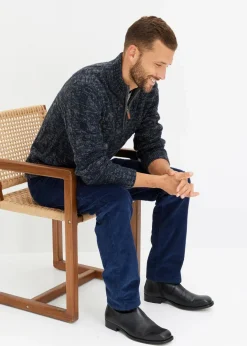 Herren bonprix Große Größen|Pullover & Strickjacken|Melierter Troyer-Pullover mit Zopfmuster