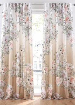 Microfaser Vorhang mit Rosendruck mit recyceltem Polyester (1er Pack) Vorhänge
