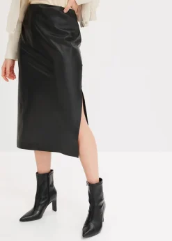 Midi Lederimitat-Rock Damen Bekleidung·Sportbekleidung|Röcke