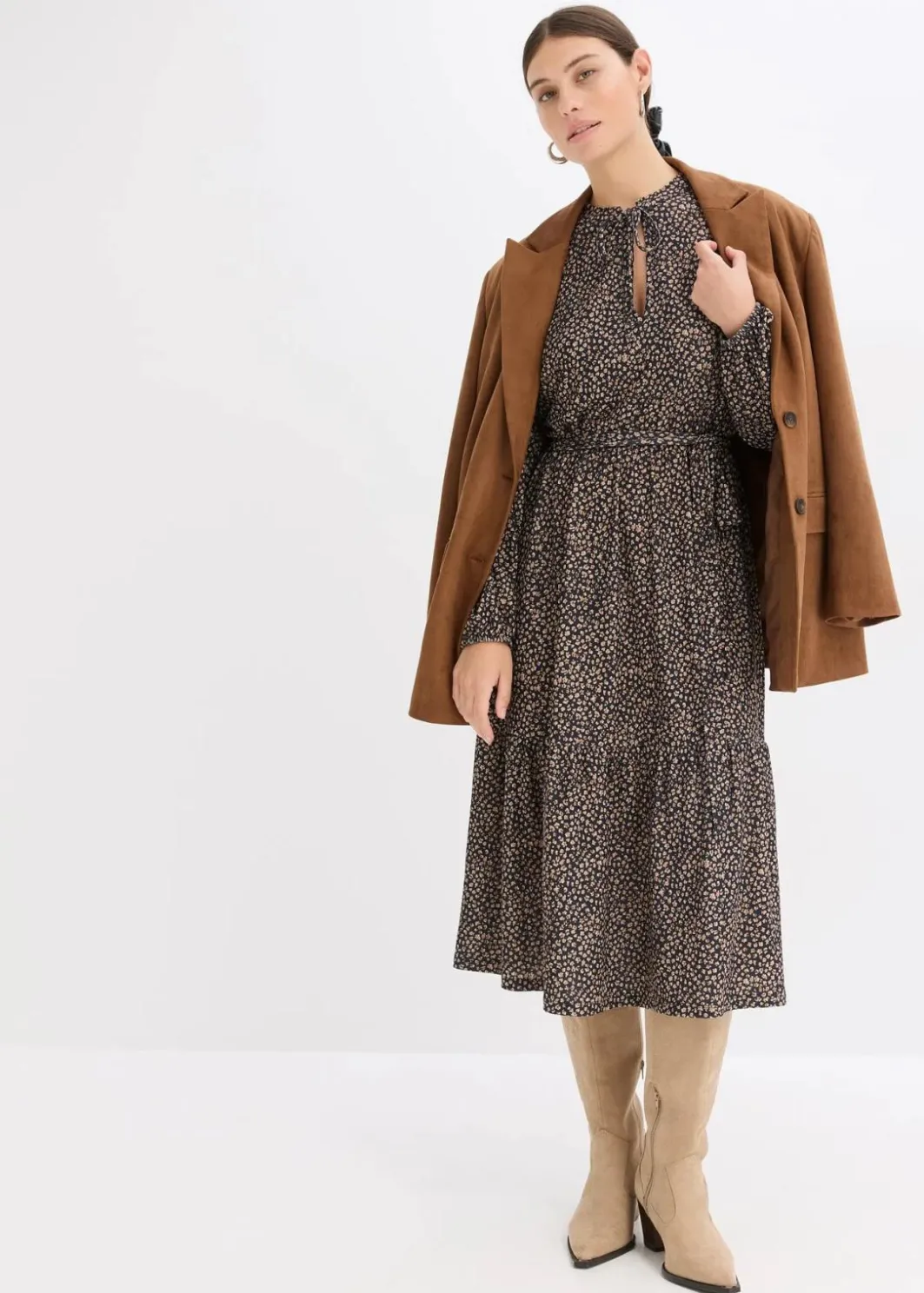 New Midi-Jerseykleid Damen Bekleidung·Pullover & Strickjacken