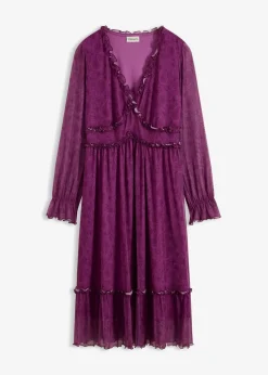 Online Midi-Jerseykleid aus Mesh Damen Bekleidung·Pullover & Strickjacken|Kleider