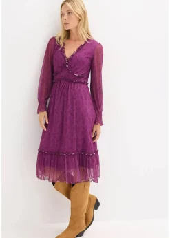 Online Midi-Jerseykleid aus Mesh Damen Bekleidung·Pullover & Strickjacken|Kleider