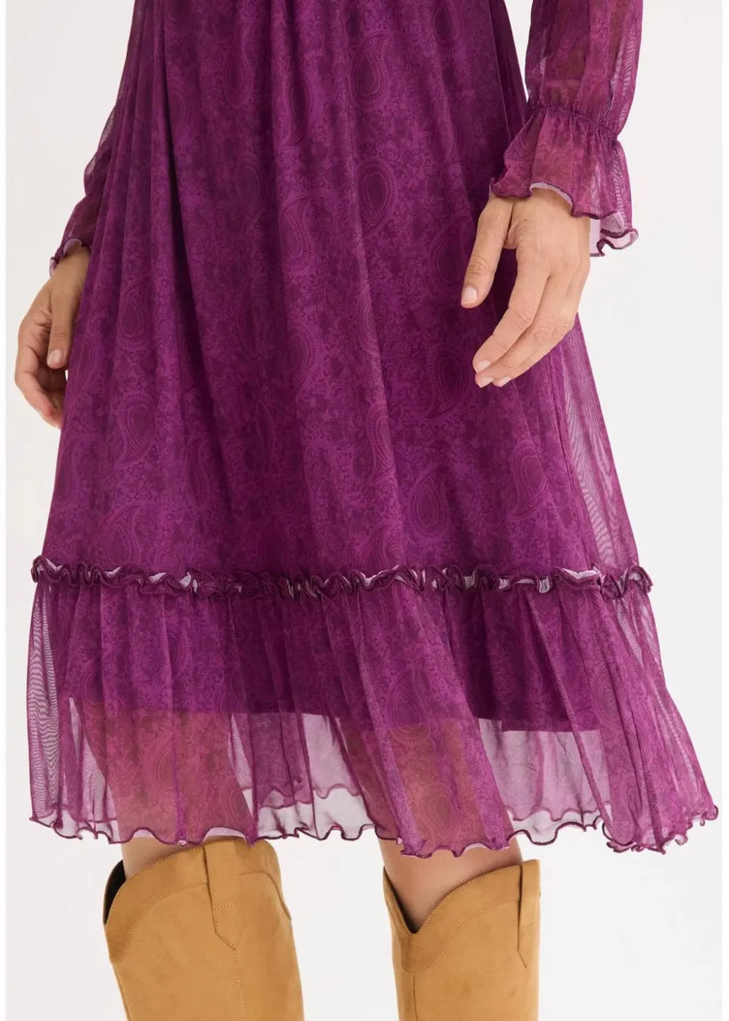 Online Midi-Jerseykleid aus Mesh Damen Bekleidung·Pullover & Strickjacken|Kleider