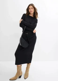 Online Midikleid aus bequemen Punto di Roma Damen Bekleidung·Pullover & Strickjacken|Kleider