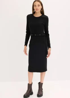Damen bonprix Nachhaltigere Materialien|Kleider|Midikleid aus elastischem Baumwoll-Mix