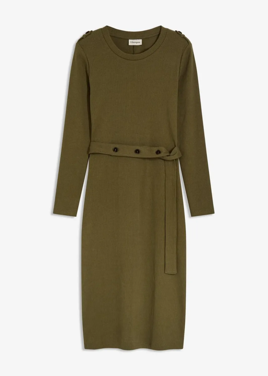 Damen bonprix Kleider|Nachhaltigere Materialien|Midikleid aus elastischem Baumwoll-Mix